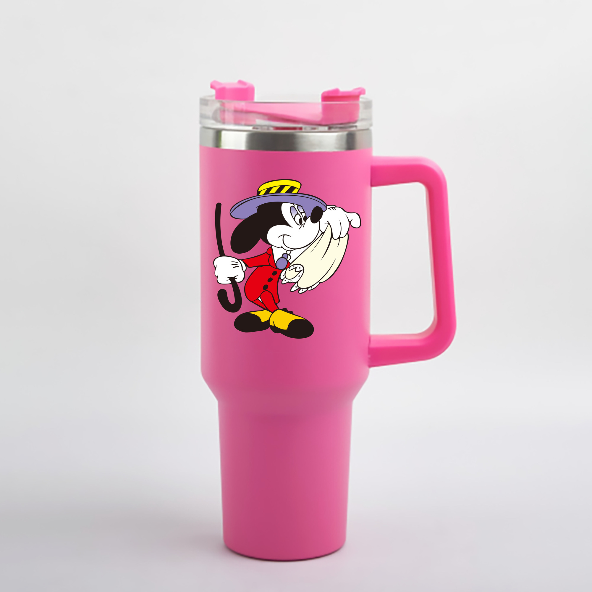 （画像用） ミッキーマウス Mickey Mouse 1200mL車用タンブラー - クリスタルステッカー（プラスチックストロー付き）